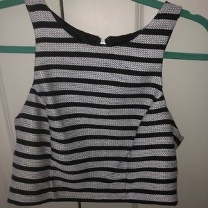 Black and White Stripe Crop Top